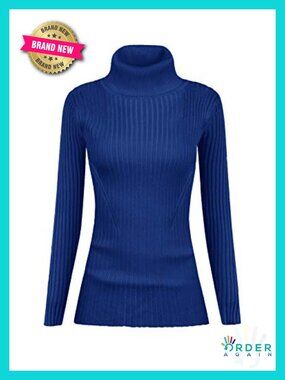 Ribbed Turtleneck Knit Sweater Fitted Pullover Warm Slim Fit Top